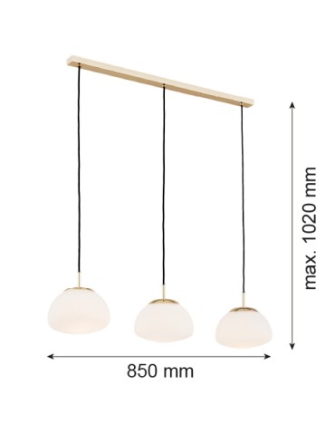 Argon TRINI lampa wisząca 3 pł. listwa 3x15W (max) opal mat mosiądz 1494 - produkt 2
