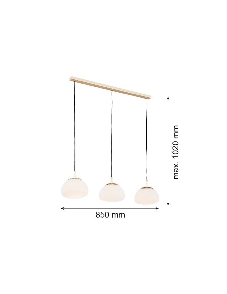 Lampy wiszące - Argon TRINI lampa wisząca 3 pł. listwa 3x15W (max) opal mat mosiądz 1494 - product kolory-swiatla.pl 2