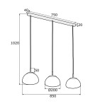 Lampy wiszące - Argon TRINI lampa wisząca 3 pł. listwa 3x15W (max) opal mat mosiądz 1494 - product 3