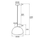 Argon TRINI lampa wisząca 1 pł. M 1x15W (max) transparentny czarny mat 4332 Argon TRINI lampa wisząca 1 pł. M 1x15W (max) transparentny czarny mat 4332