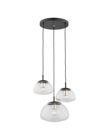 Argon TRINI lampa wisząca 3 pł. na okrągłej podsufitce 3x15W (max) transparentny czarny mat 1492