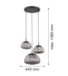 Argon TRINI lampa wisząca 3 pł. na okrągłej podsufitce 3x15W (max) dymny czarny mat 1493 Argon TRINI lampa wisząca 3 pł. na okrągłej podsufitce 3x15W (max) dymny czarny mat 1493