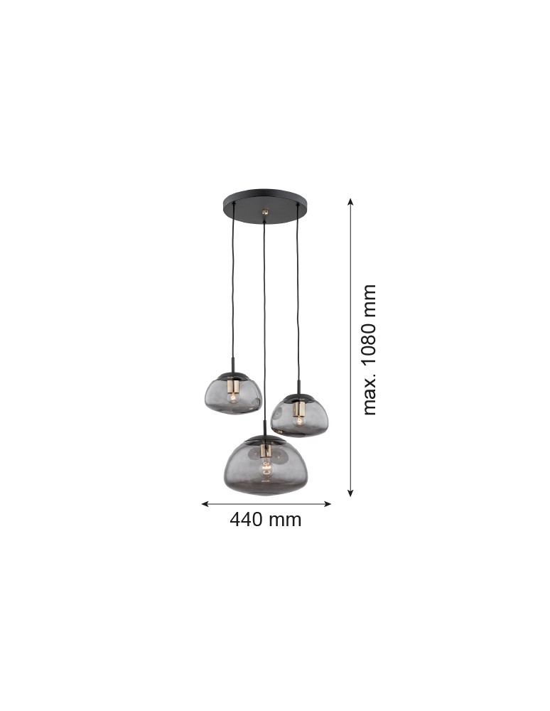Argon TRINI lampa wisząca 3 pł. na okrągłej podsufitce 3x15W (max) dymny czarny mat 1493 Argon TRINI lampa wisząca 3 pł. na okrągłej podsufitce 3x15W (max) dymny czarny mat 1493