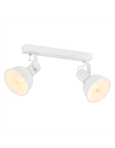 Argon TWIST plafon 2 pł. 2x7W (max) biały struktura elementy mosiądzowane 7036