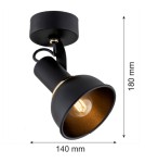 Argon TWIST kinkiet 1 pł. 1x7W (max) czarny struktura elementy mosiądzowane 4900 Argon TWIST kinkiet 1 pł. 1x7W (max) czarny struktura elementy mosiądzowane 4900