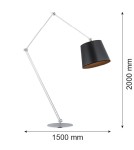 Lampy podłogowe łamane - Argon ZAKYNTOS BIS lampa podłogowa 1 pł. 1x15W (max) czarny chrom 3952 - product 2