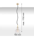 Lampy wiszące pojedyncze - Argon CRUZ lampa wisząca 1 pł. 1x7W (max) transparentny mosiądz 4198 - product 3