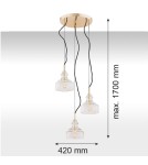 Lampy wiszące - Argon CRUZ lampa wisząca 3 pł. na okrągłej podsufitce 3x7W (max) transparentny mosiądz 1462 - product 3