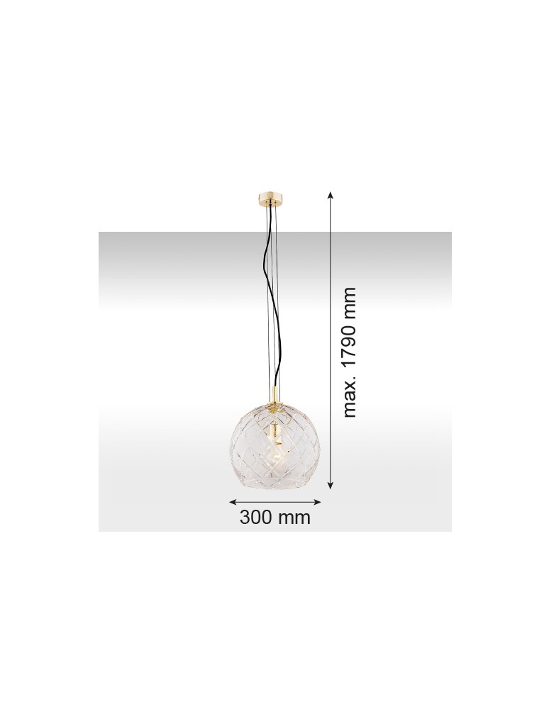 Lampy wiszące pojedyncze - Argon OVIEDO lampa wisząca 1 pł. większa 1x15W (max) transparentny mosiądz 4201 - product kolory-swiatla.pl 3