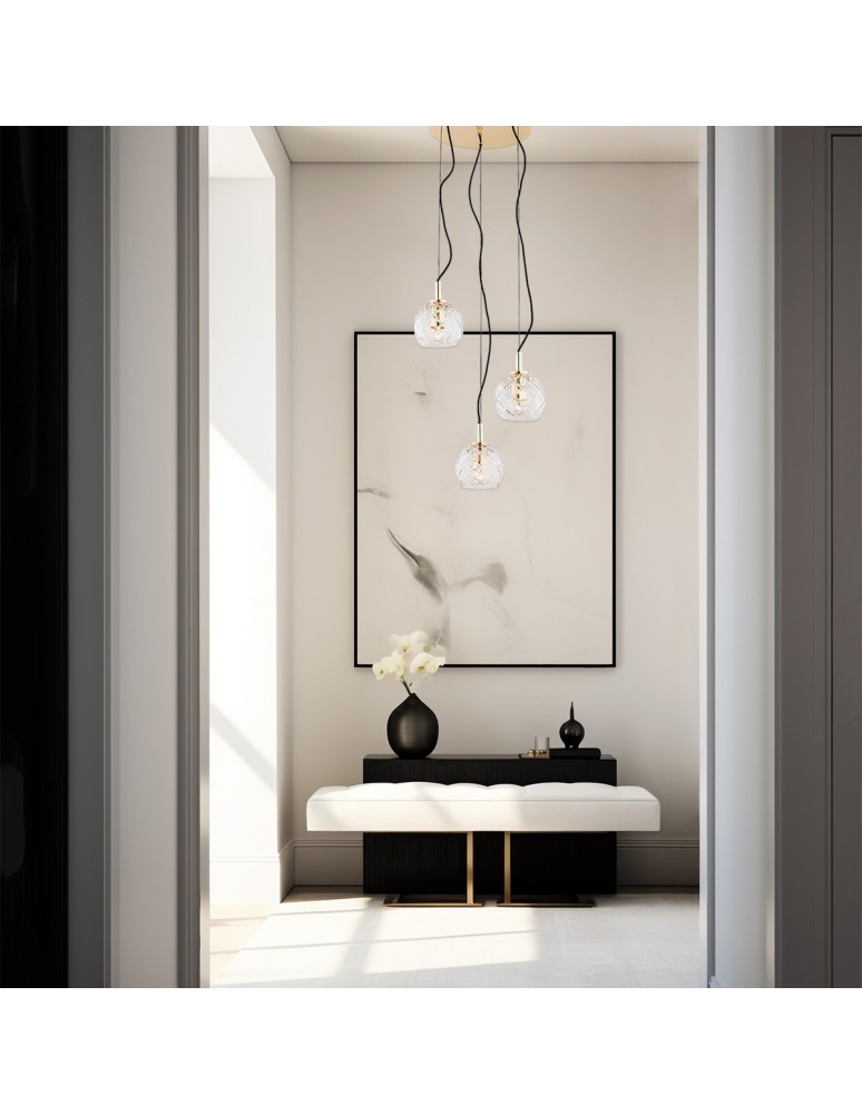 Argon OVIEDO lampa wisząca 3 pł. na okrągłej podsufitce 3x15W (max) transparentny mosiądz 1463 Argon OVIEDO lampa wisząca 3 pł. na okrągłej podsufitce 3x15W (max) transparentny mosiądz 1463