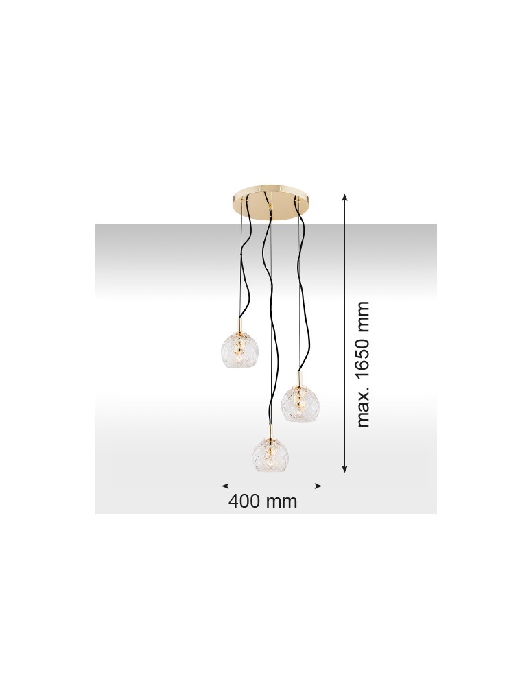 Argon OVIEDO lampa wisząca 3 pł. na okrągłej podsufitce 3x15W (max) transparentny mosiądz 1463 Argon OVIEDO lampa wisząca 3 pł. na okrągłej podsufitce 3x15W (max) transparentny mosiądz 1463