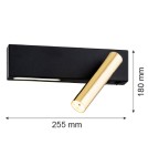 Kinkiety do sypialni - Argon JASPER kinkiet 2 pł. 1x6W LED (max) + 1x4.5W czarny struktura mosiądz 1050 - product 4