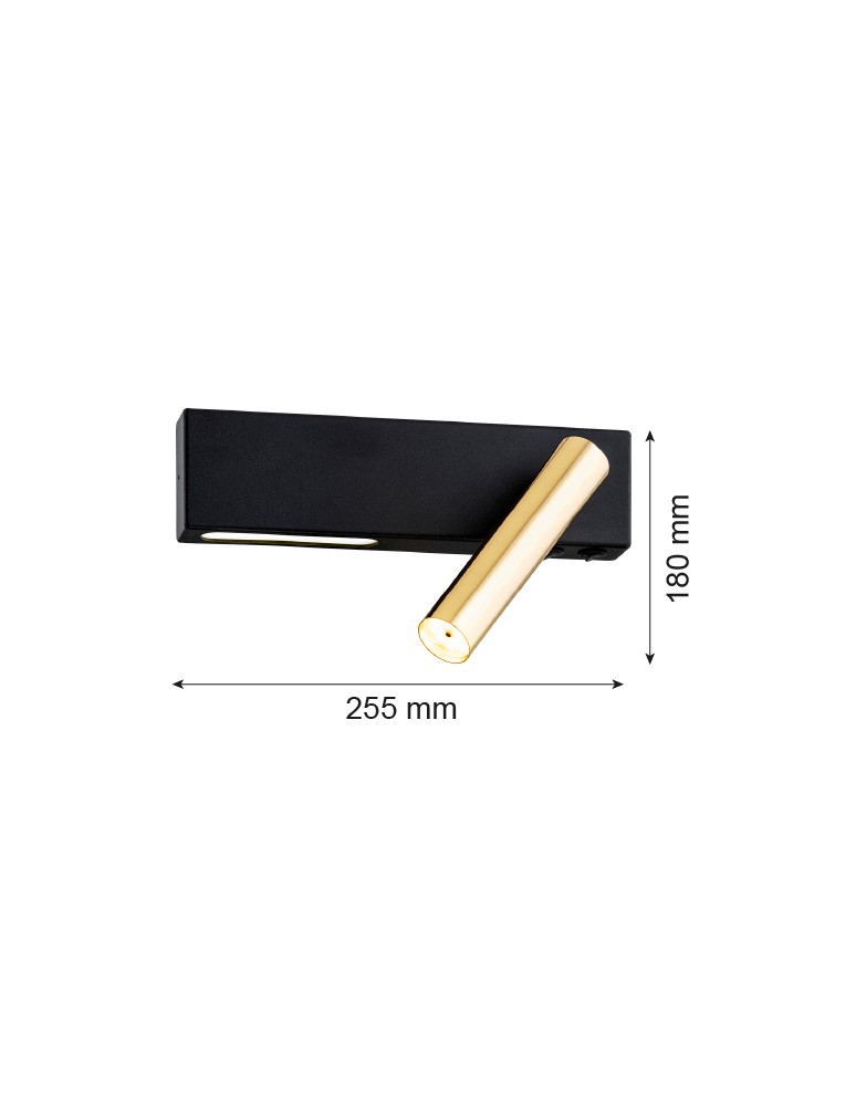 Argon JASPER kinkiet 2 pł. 1x6W LED (max) + 1x4.5W czarny struktura mosiądz 1050