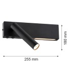 Argon JASPER kinkiet 2 pł. 1x6W LED (max) + 1x4.5W czarny struktura 1035 Argon JASPER kinkiet 2 pł. 1x6W LED (max) + 1x4.5W czarny struktura 1035