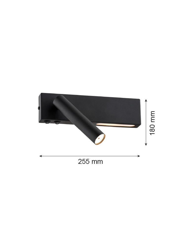 Argon JASPER kinkiet 2 pł. 1x6W LED (max) + 1x4.5W czarny struktura 1035 Argon JASPER kinkiet 2 pł. 1x6W LED (max) + 1x4.5W czarny struktura 1035