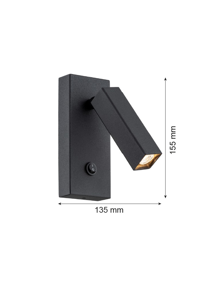 Argon ROCK kinkiet 1 pł. 1x6W LED (max) czarny struktura 4723