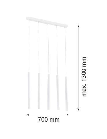 Argon ETNA PLUS lampa wisząca 5 pł. 5x6W (max) biały struktura 2136 - produkt 2