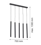 Lampy wiszące - Argon ETNA PLUS lampa wisząca 5 pł. 5x6W (max) czarny struktura 2137 - product 3