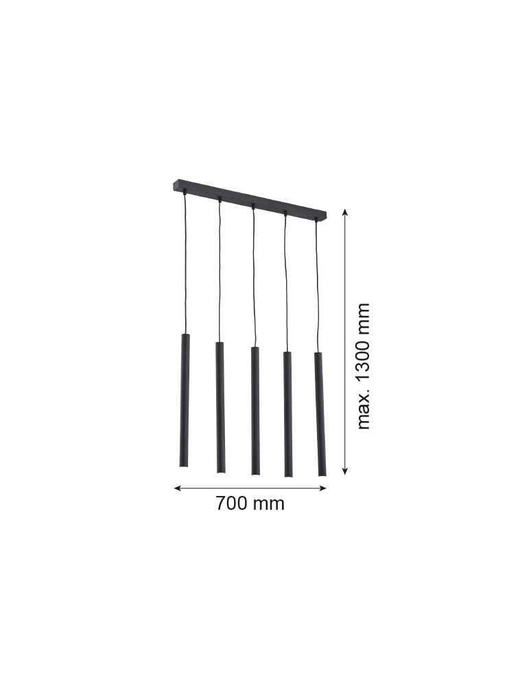 Lampy wiszące - Argon ETNA PLUS lampa wisząca 5 pł. 5x6W (max) czarny struktura 2137 - product kolory-swiatla.pl 3