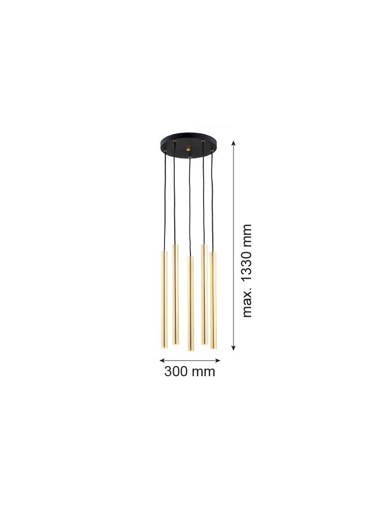 Argon SICILIA PLUS lampa wisząca 5 pł. 5x6W (max) mosiądz czarny struktura 2144