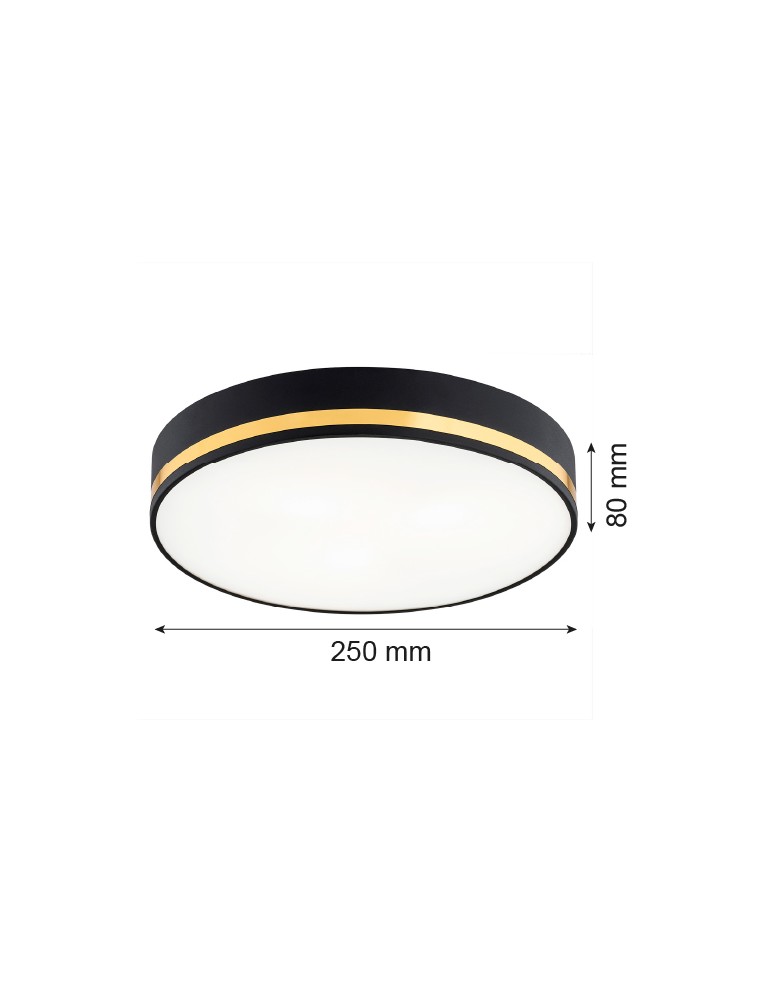 Argon AMORE plafon 2 pł. mały 2x15W (max) czarny struktura ze złotym paskiem 7040
