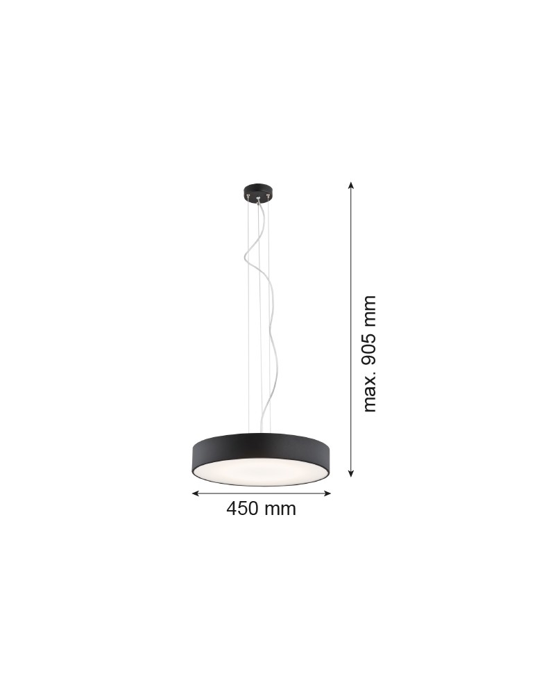 Argon DARLING LED lampa wisząca duża 1 pł. led 1x42W czarny struktura 3352 Argon DARLING LED lampa wisząca duża 1 pł. led 1x42W czarny struktura 3352