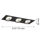 Lampy podtynkowe kwadratowe - Argon OLIMP oprawa stropowa 3 pł. 3x6W LED (max) czarny struktura 1329 - product 2