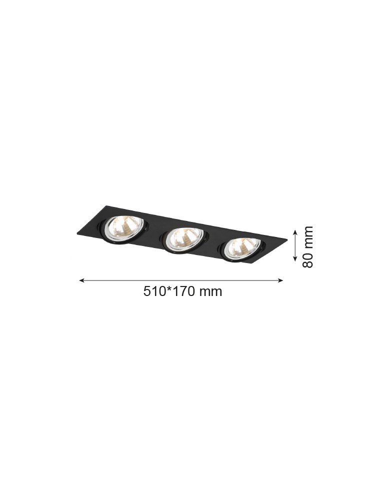 Lampy podtynkowe kwadratowe - Argon OLIMP oprawa stropowa 3 pł. 3x6W LED (max) czarny struktura 1329 - product kolory-swiatla.pl 2