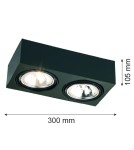 Lampy sufitowe punktowe - Argon RODOS plafon 2 pł. 2x6W LED (max) czarny struktura 617 - product 2