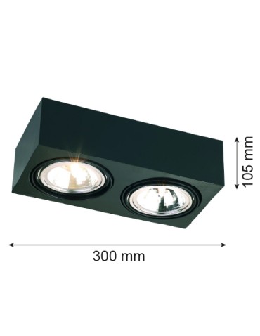 Argon RODOS plafon 2 pł. 2x6W LED (max) czarny struktura 617 - produkt 2