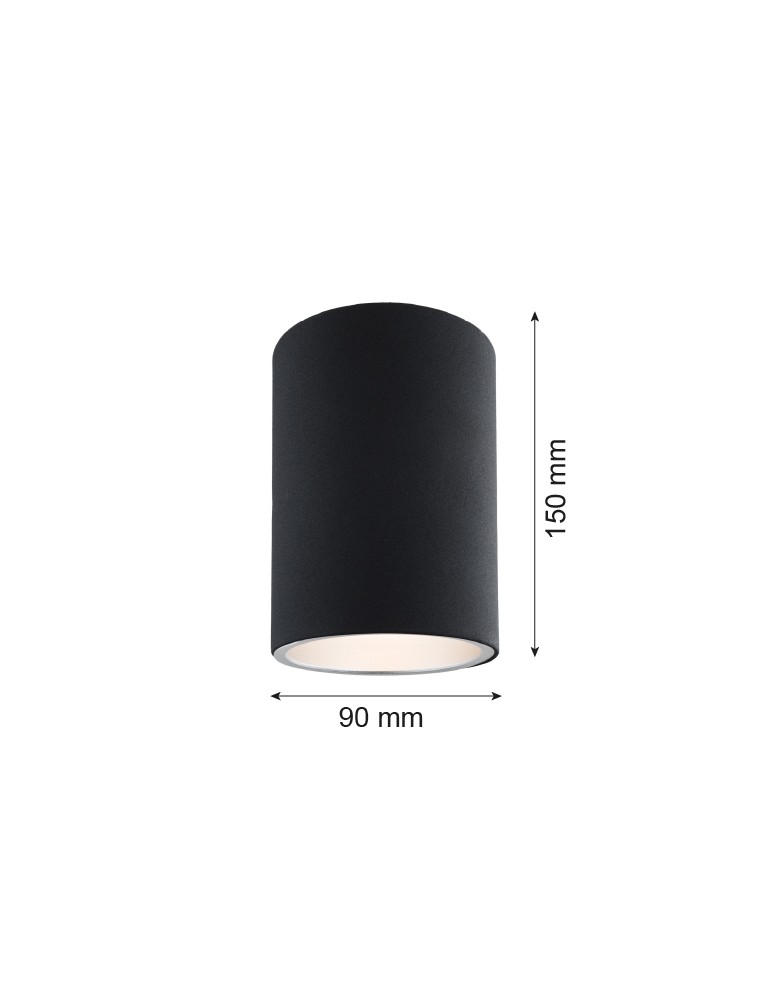 Oprawy sufitowe okrągłe - Argon TYBER plafon 1 pł. okrągły 1x15W (max) czarny struktura 474 - product kolory-swiatla.pl 2