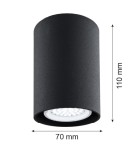 Oprawy sufitowe okrągłe - Argon TYBER plafon 1 pł. okrągły 1x5W (max) czarny struktura 3118 - product 2