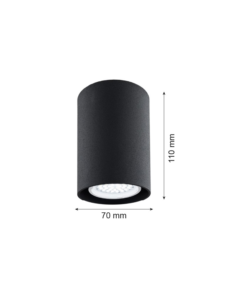 Oprawy sufitowe okrągłe - Argon TYBER plafon 1 pł. okrągły 1x5W (max) czarny struktura 3118 - product kolory-swiatla.pl 2