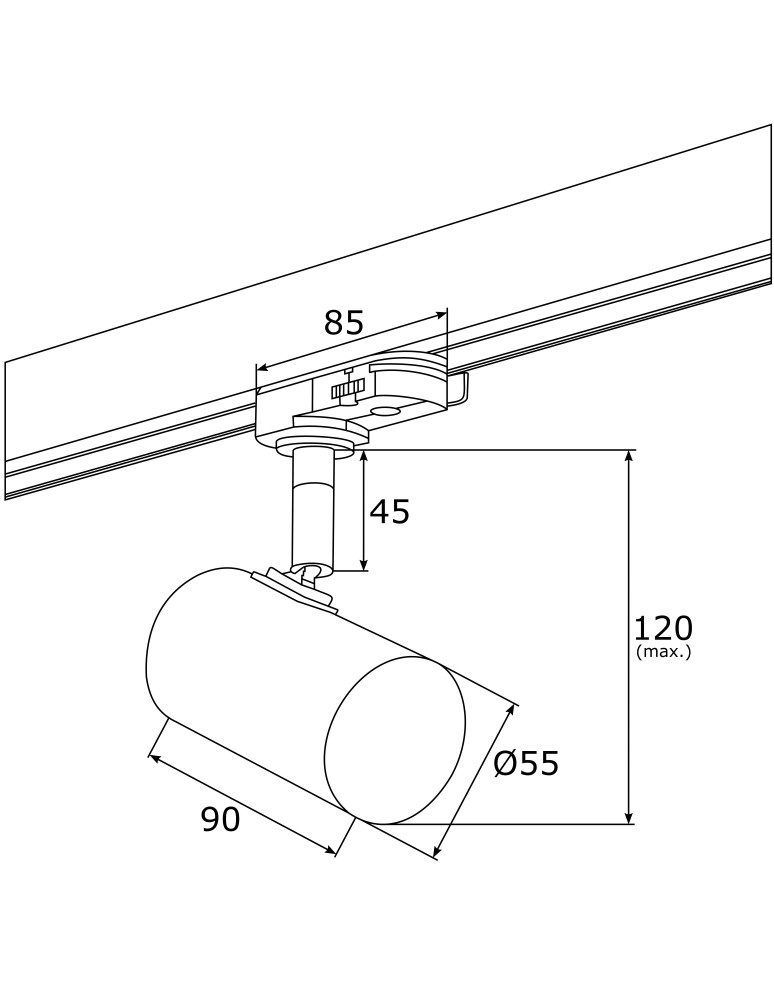 Lampy do szynoprzewodów 3 fazowych - Argon HORTA reflektor 1 pł. 1x5W (max) czarny struktura czarny 4329 - product kolory-swiatla.pl 3