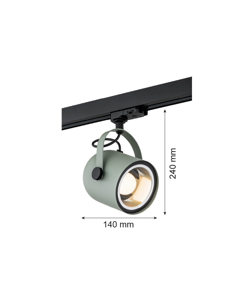 Lampy do szynoprzewodów 3 fazowych - Argon NET reflektor 1 pł. 1x15W (max) szałwia struktura czarny struktura 4310 - product kolory-swiatla.pl 2