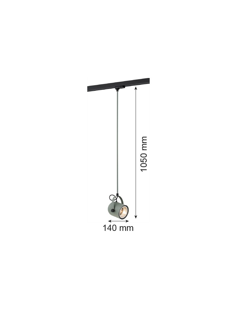 Lampy do szynoprzewodów 3 fazowych - Argon NET zwis 1 pł. 1x15W (max) szałwia struktura czarny struktura 4313 - product kolory-swiatla.pl 2