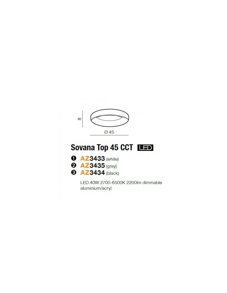 Azzardo SOVANA TOP 45 CCT WHITE 1xLED Sufitowa Biały AZ3433
