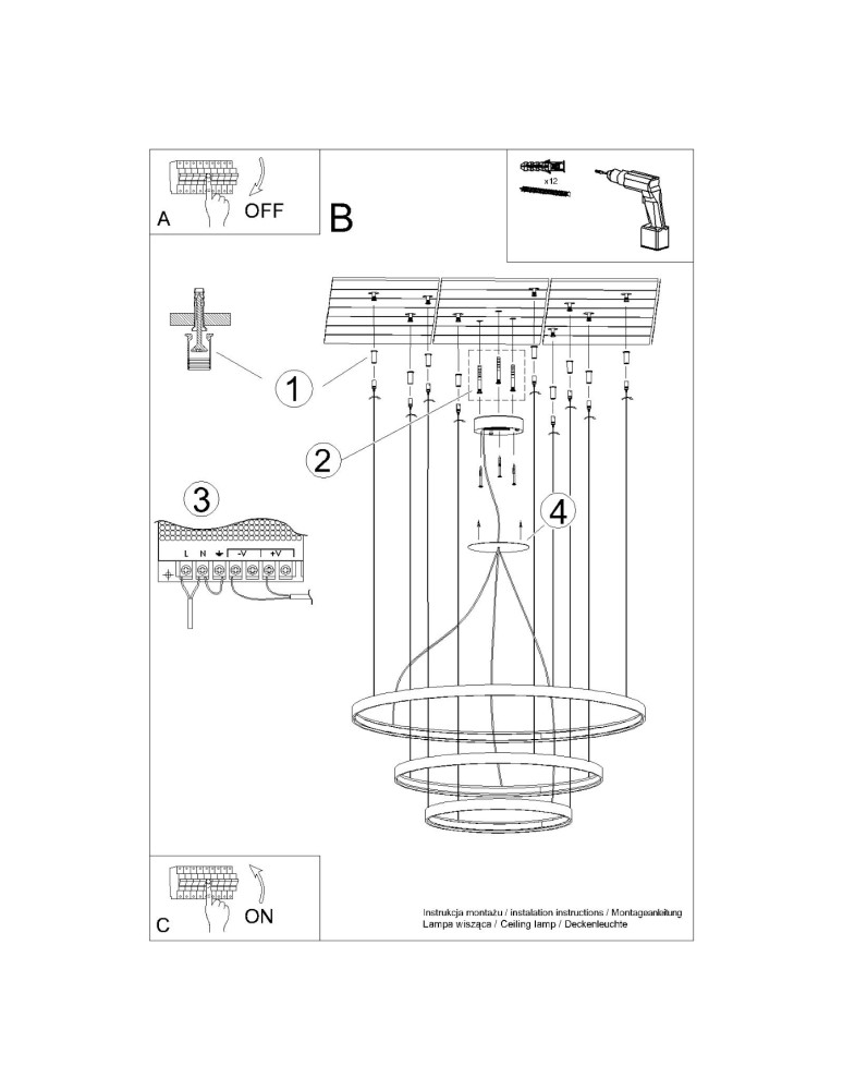 Thoro Żyrandol RIO 3 55/78/110 zielona oliwka LED 3000K TH.380 Thoro Żyrandol RIO 3 55/78/110 zielona oliwka LED 3000K TH.380