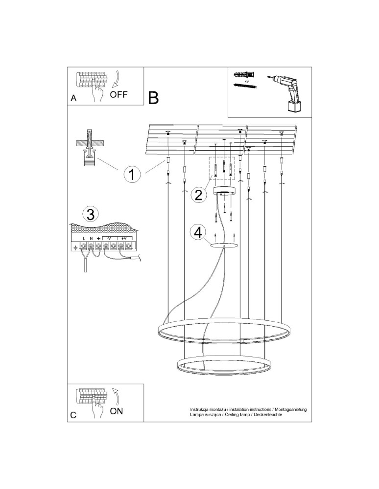 Thoro Żyrandol RIO 2 55/78 ochra czerwona LED 4000K TH.403