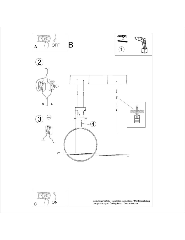 Thoro Lampa wisząca GLAD biała LED 4000K TH.493 Thoro Lampa wisząca GLAD biała LED 4000K TH.493