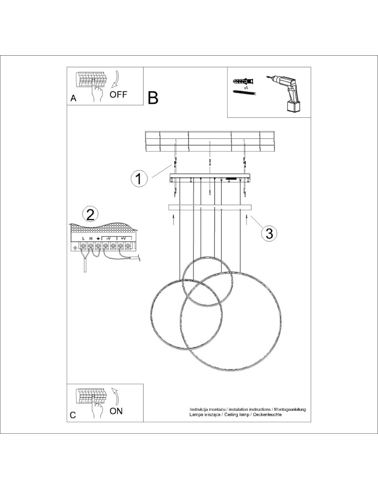 Thoro Lampa wisząca RIO 3 55/78/110 biała LED 4000K TH.539 Thoro Lampa wisząca RIO 3 55/78/110 biała LED 4000K TH.539