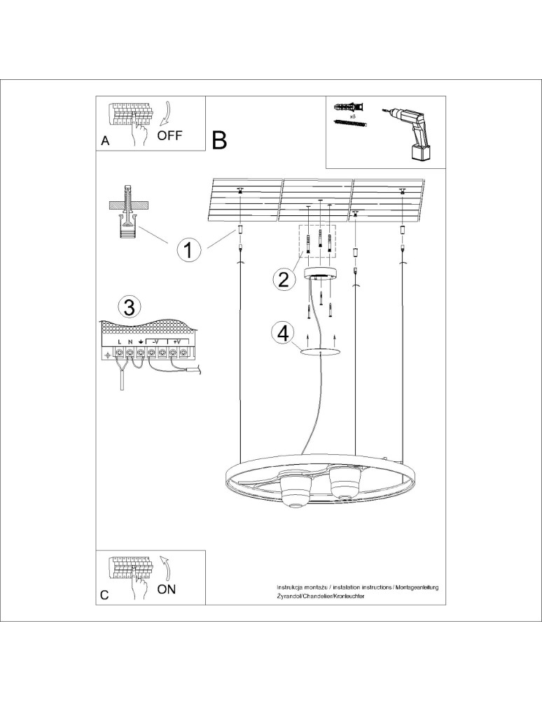 Thoro Żyrandol RIO BIO 78 czarny LED 4000K TH.552 Thoro Żyrandol RIO BIO 78 czarny LED 4000K TH.552