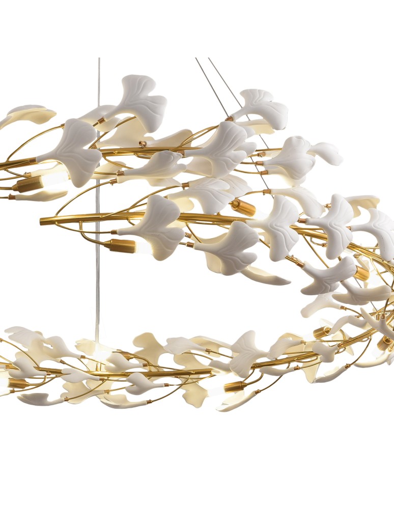 Step Into Design Lampa wisząca BOTANIKA złoto biała 150 cm XY080P-150 Step Into Design Lampa wisząca BOTANIKA złoto biała 150 cm XY080P-150