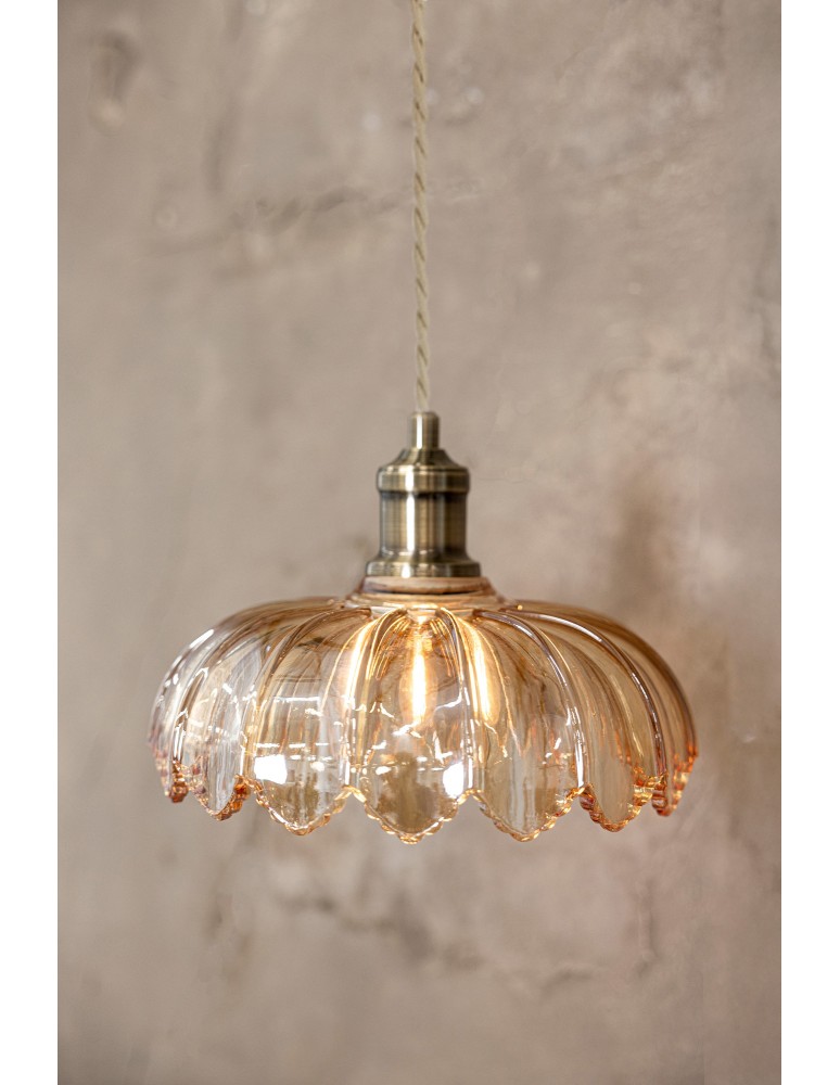 Lampy wiszące pojedyncze - Markslojd KURAGE Wisząca 1L Mosiądz Antyczny/Bursztynowy 108858 - product kolory-swiatla.pl 2