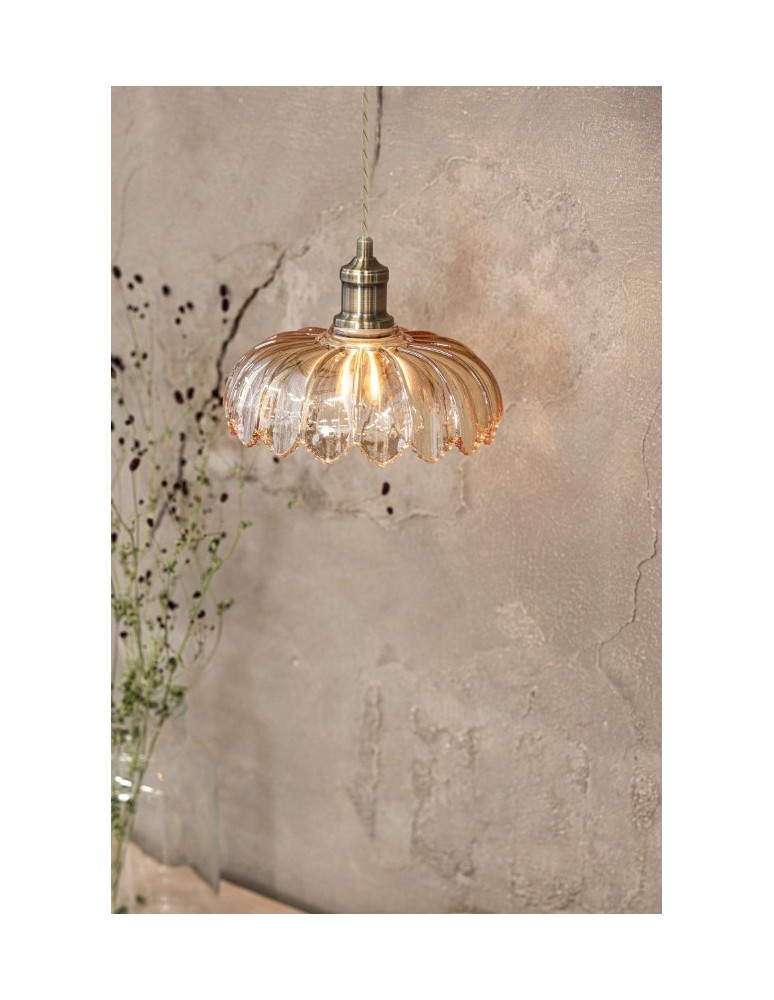 Lampy wiszące pojedyncze - Markslojd KURAGE Wisząca 1L Mosiądz Antyczny/Bursztynowy 108858 - product kolory-swiatla.pl 3