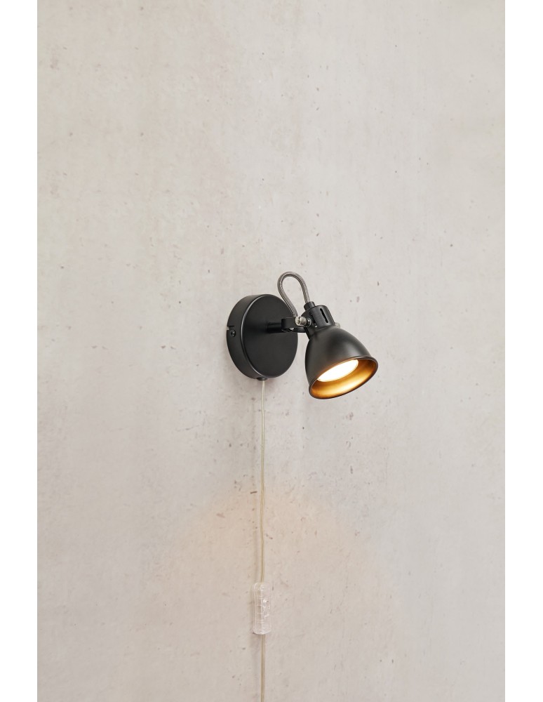 Kinkiety w stylu skandynawskim - Markslojd MION Ścienna 1L Czarny Mat 108846 - product kolory-swiatla.pl 2