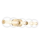 Kinkiety łazienkowe - Quintiesse Kinkiet Atomo - 5 źródeł światła - Szczotkowane złoto IP44 Elstead Lighting QN-ATOMO-5W-BG - product 1