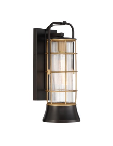 Quintiesse Średnia latarnia naścienna Rivamar - 1 źródło światła - Brązowo-złota IP44 Elstead Lighting QN-RIVAMAR-M-BLK