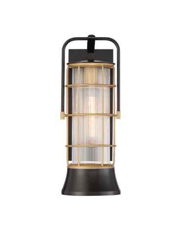 Quintiesse Średnia latarnia naścienna Rivamar - 1 źródło światła - Brązowo-złota IP44 Elstead Lighting QN-RIVAMAR-M-BLK - product 2