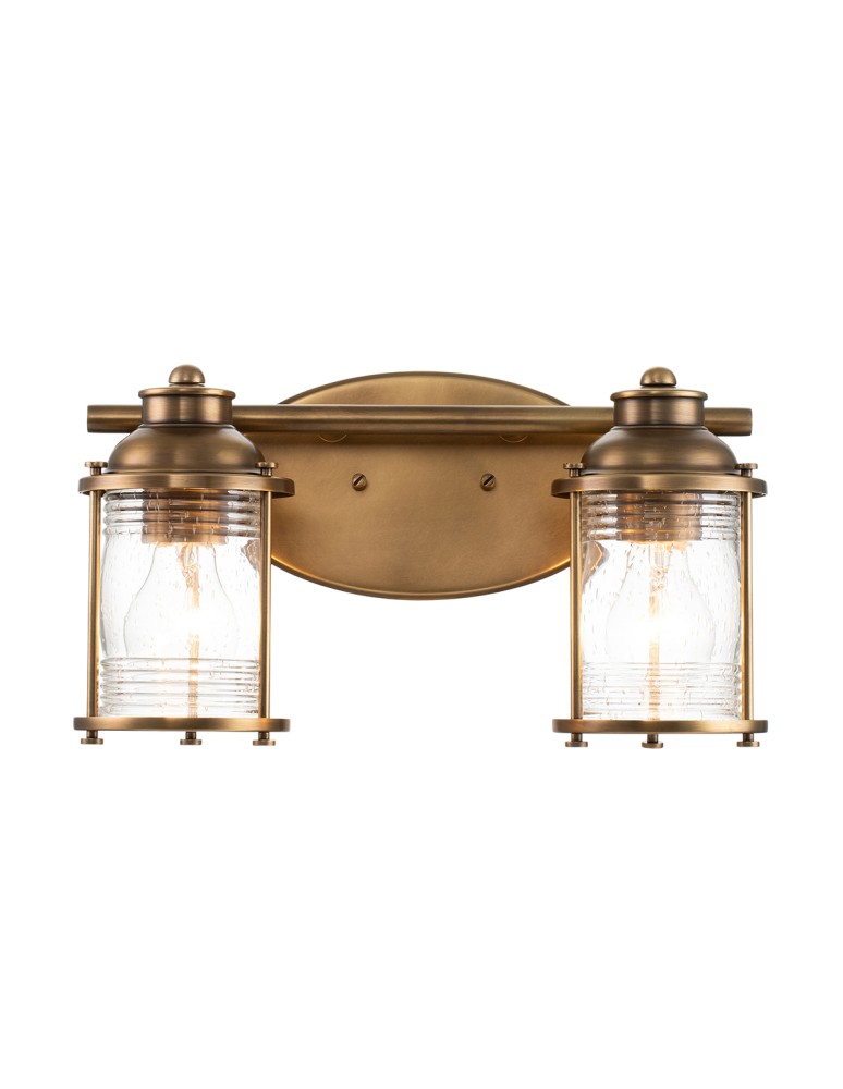 Quintiesse Kinkiet Ashland Bay - 2 źródła światła - Naturalny mosiądz IP44 Elstead Lighting QN-ASHLANDBAY2-NBR-BATH Quintiesse Kinkiet Ashland Bay - 2 źródła światła - Naturalny mosiądz IP44 Elstead Lighting QN-ASHLANDBAY2-NBR-BATH